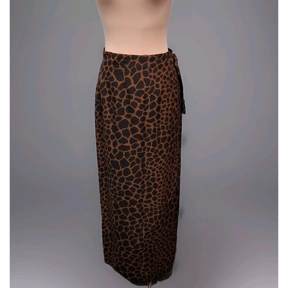 Finity Naturals Womens Animal Print Silk Wrap Skirt Sz 6  Elevated Resortwear - Picture 9 of 11